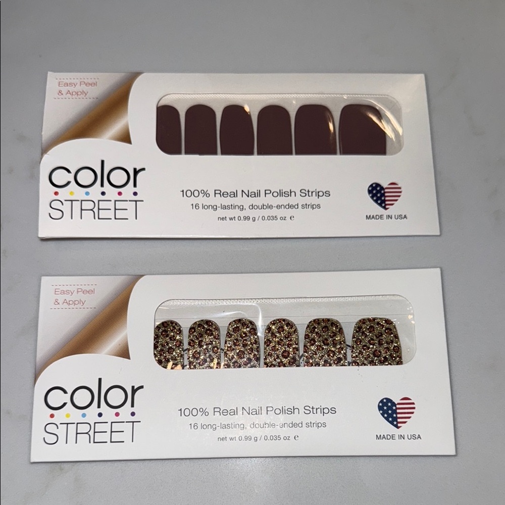 NEW Color Street Safari Chic Leopard Glitter &Upper East Side Nail Polish Strips